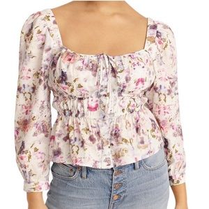 J. Crew • Flora Obscura Cinched Waist Top Size 6 NEW
